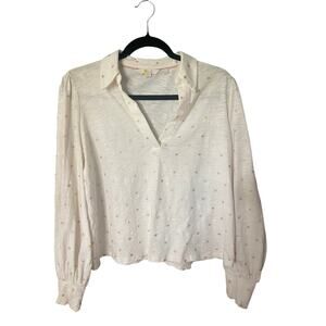 Boden lightweight patterned gold 
 flowers long sleeve blouse-size 10/Medium